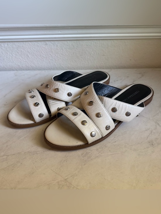 Rebecca Minkoff Shoes - Rebecca Minkoff White Studded Leather Slide Sandals